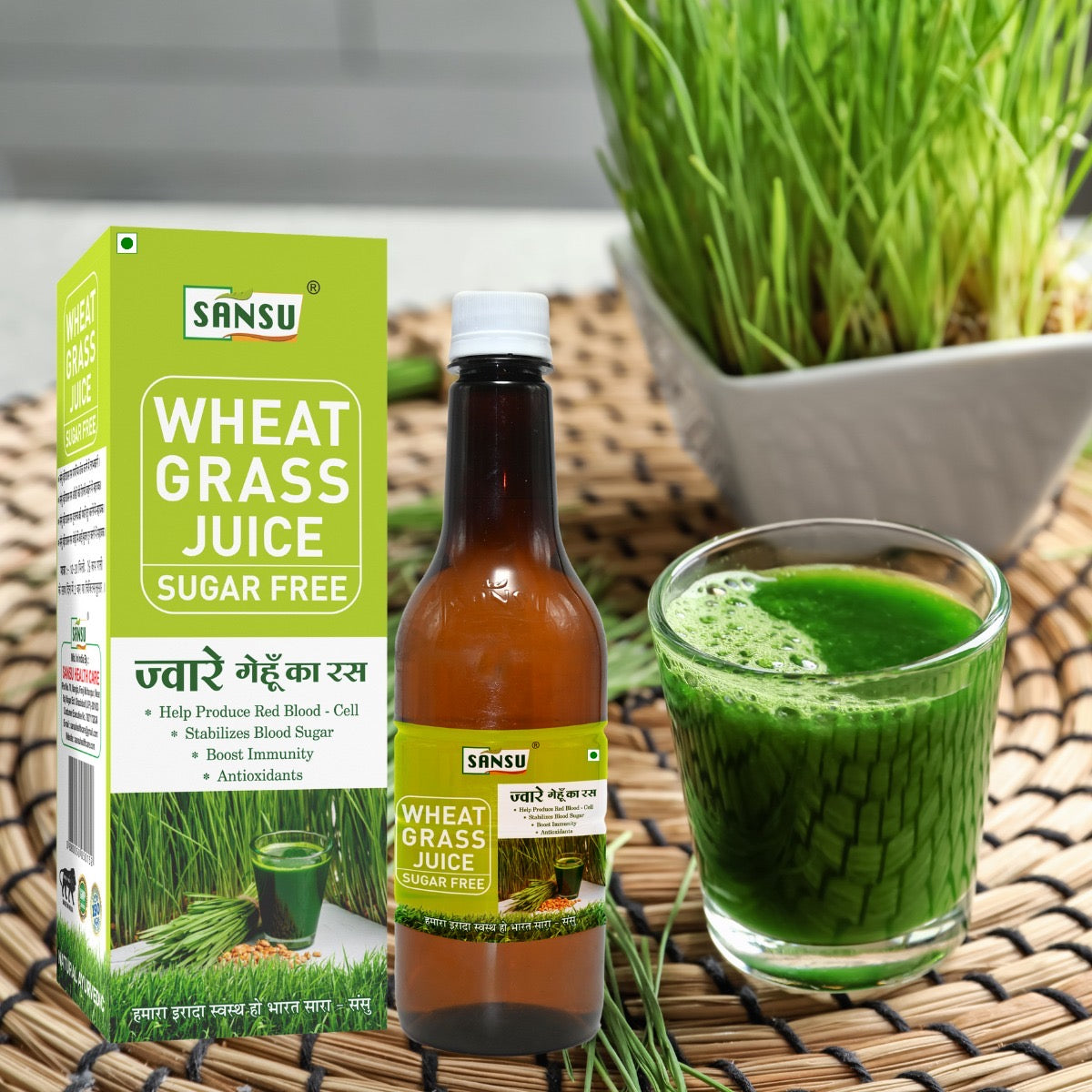 SANSU Wheat Grass| Good For Immunity | 100% Natural (500ML)