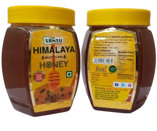 SANSU Pure Himalaya Multy Flora Honey, 100% Purity, No Added Sugar (1kg)