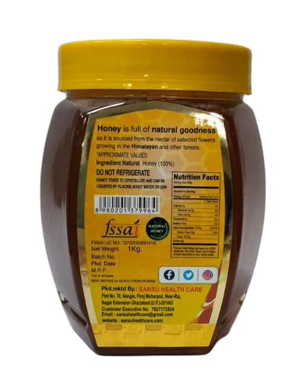 SANSU Pure Himalaya Multy Flora Honey, 100% Purity, No Added Sugar (1kg)