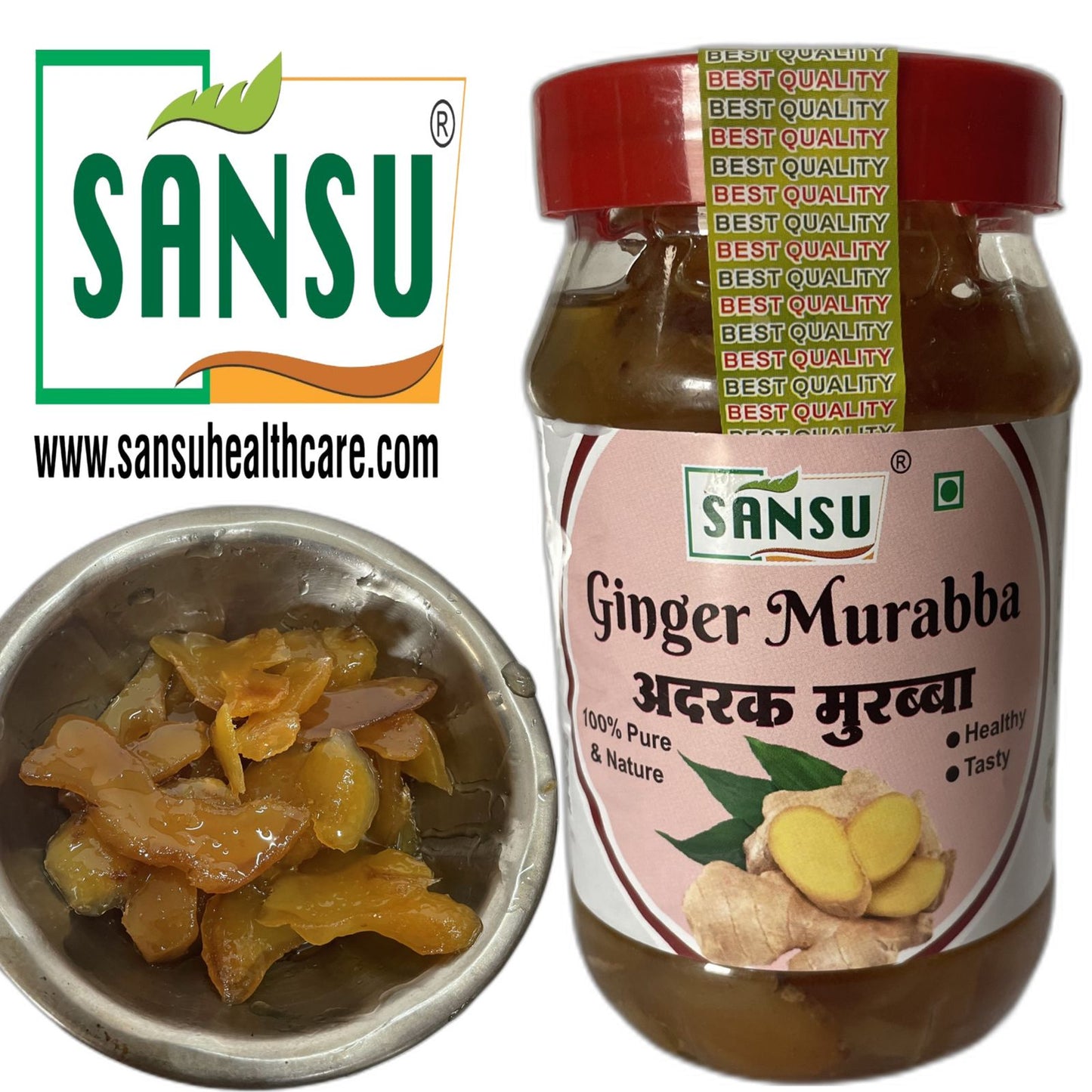 SANSU Homemade Organic Ginger Murabba with Honey | Good for Health | 1kg